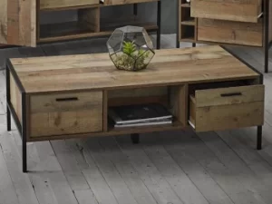 LPD Hoxton Rustic Coffee 4 Drawer Coffee Table Flat Packed