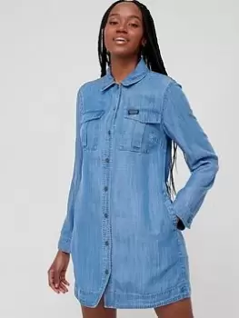 Superdry Vintage Oversized Shirt Dress -mid Wash, Blue, Size 10, Women