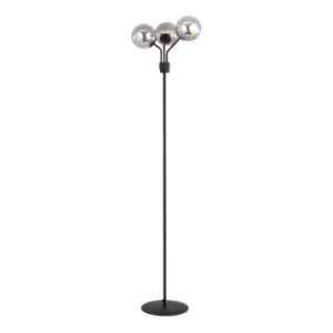 Emibig Nova Black Globe Multi Arm Floor Lamp with Graphite Glass Shades, 3x E14