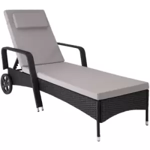 Sun lounger Cassis rattan aluminium - reclining sun lounger, garden lounge chair, sun chair - black