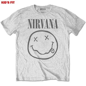 Nirvana - Yellow Smiley Kids 11 - 12 Years T-Shirt - Grey