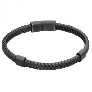 Reborn Clasp Black Recycled Leather Bracelet B5322