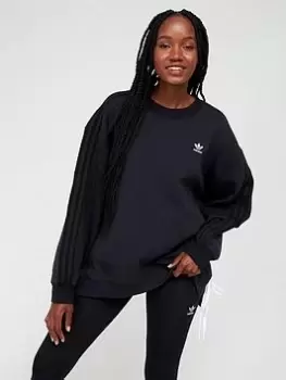 adidas Originals Laced Crew Neck Sweat Top - Black, Size 18, Women