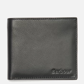 Barbour Mens Colwell Leather Billfold Wallet - Black/Winter Red