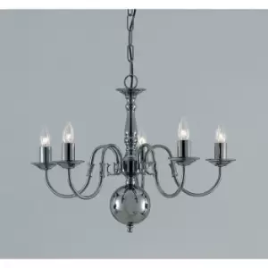 Impex Flemish Gun Metal 5 Arm Chandelier