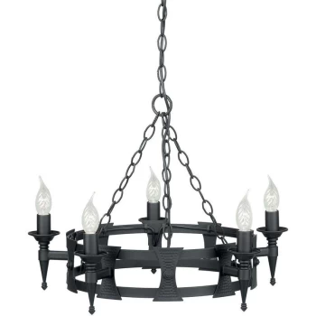 Elstead Saxon - 5 Light Chandelier Black Finish, E14