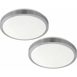 2 pack Wall Flush Ceiling Light White Shade White Satined Nickel Plastic LED 23W