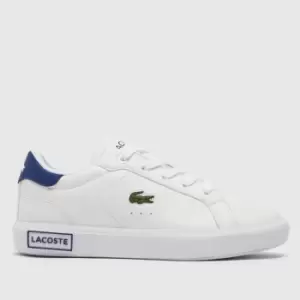 Lacoste White & Blue Powercourt Boys Junior Trainers