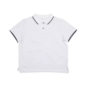 Mantis Womens/Ladies The Tipped Polo Shirt (L) (White/Navy)