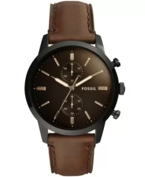 Fossil Men Townsman 44mm Chronograph Brown Leather Watch