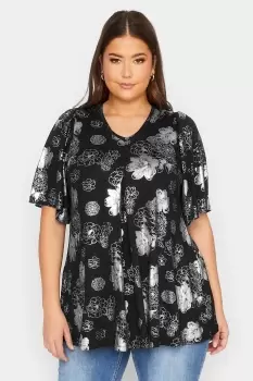 Floral Foil Print Top