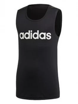 Boys, adidas Youth Tank - Black/White, Size 4-5 Years