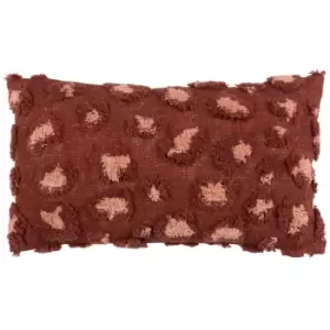 Maeve Tufted Leopard Print Cushion Brick