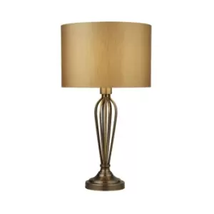 Table Lamp Antique Brass with Gold Shade