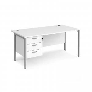 Maestro 25 SL Straight Desk With 3 Drawer Pedestal 1600mm - Silver H f