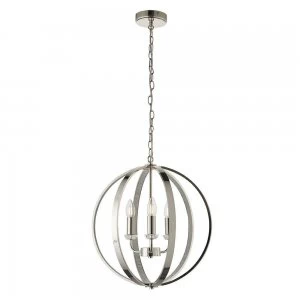 3 Light Wire Ceiling Pendant Bright Nickel & Clear Faceted Acrylic, E14