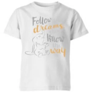 Dumbo Follow Your Dreams Kids T-Shirt - White - 9-10 Years