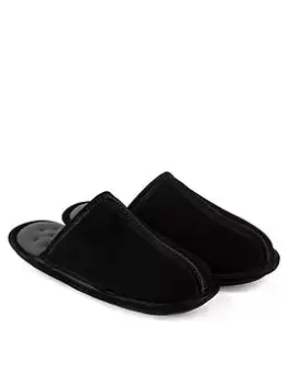 TOTES Isotoner Suede Mule - Black, Size 11, Men