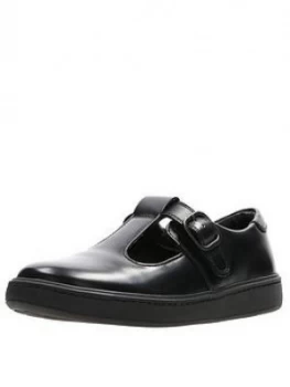 Clarks Street Soar School Shoes - Black Leather, Size 10.5 Younger