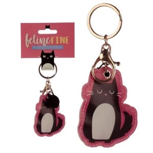 Leatherette Feline Fine Cat Keyring