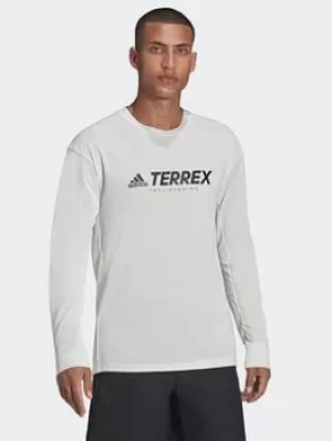 adidas Terrex Primeblue Trail Long-sleeve Top, White, Size S, Women