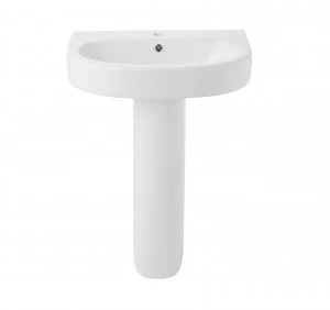 Wickes Fresno Ceramic Basin with Full Pedestal - 600mm