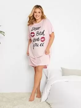 Yours Lipstick Kiss Oversize Sleep Tee, Pink, Size 18-20, Women