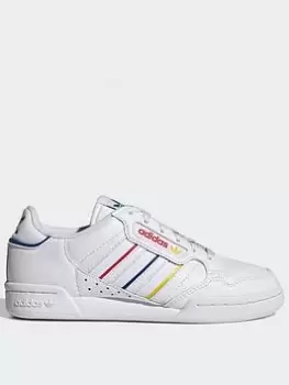 adidas Originals Continental 80 Stripes Shoes, White/Yellow, Size 3.5 Older, Women