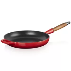 Le Creuset 28cm Cast Iron Frying Pan With Wooden Handle Cerise