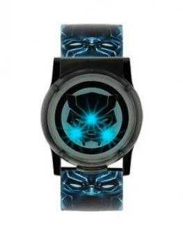 Disney Black Panther Blue And Black Light Up Dial Printed Strap Kids Watch