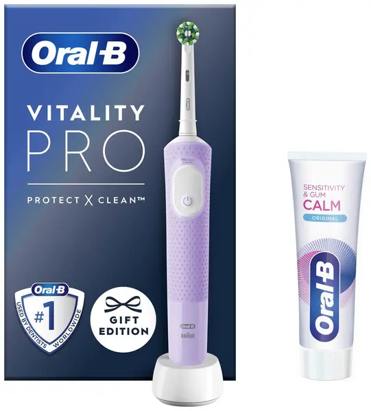 Oral-B Vitality Pro Purple Electric Toothbrush & Toothpaste 75ml