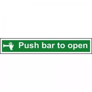 Self-adhesive vinyl Push Bar to Open sign 600 x 100mm. Easy to use and