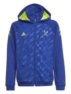 adidas Messi Full Zip Hoody, Blue, Size 13-14 Years