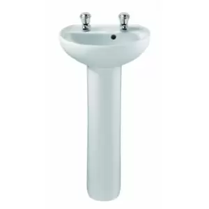 Twyford Alcona Two Tap Hole Hand Rinse Washbasin 400 mm x 330 mm AR4812WH