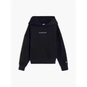 Calvin Klein Jeans Girls Logo Boxy Hoodie - Black