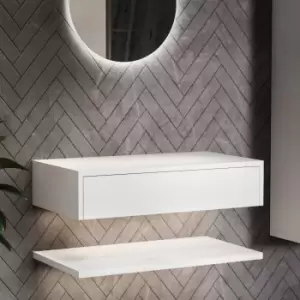 800mm White Wall Hung Countertop Basin Shelf - Lugo