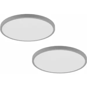 Loops - 2 pack Wall / Ceiling Light Silver 400mm Round Surface Mounted 25W LED 3000K