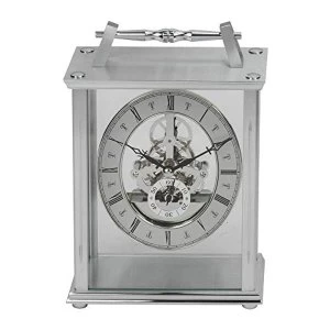 Silver Skeleton Movement Mantel Clock 20cm