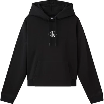 Calvin Klein Jeans Crop Mono Hoodie - BLACK BEH