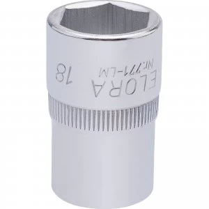 Elora 1/2" Drive Hexagon Socket Metric 1/2" 18mm