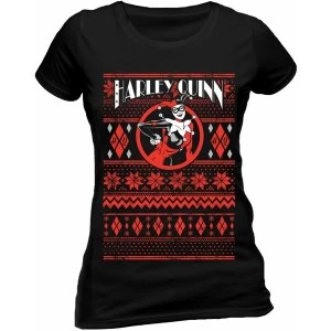 Harley Quinn - Fair Isle Unisex Medium T-Shirt - Black