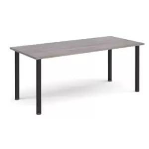 Rectangular Black radial leg meeting table 1800mm x 800mm - grey oak