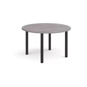 Circular Black radial leg meeting table 1200mm - grey oak