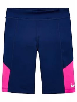 Nike Older Girls Trophy Cycling Running Shorts - Blue/Pink