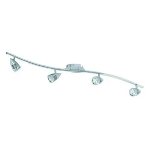 4 Light Adjustable Ceiling Spotlight Bar Satin Silver, GU10