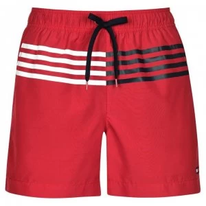 Tommy Bodywear 4 Stripe Swimming Trunks - Tango Red