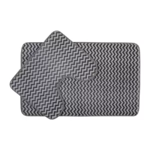 Premier Housewares Soak Bath Mat Set Chevron - Grey