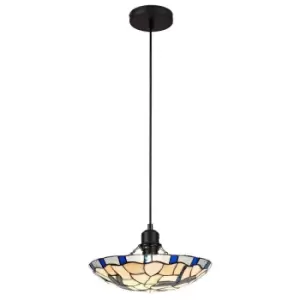 Luminosa Lighting - 1 Light Ceiling Pendant E27 With 35cm Tiffany Shade, Red, Clear Crystal, Black