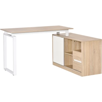Homcom - L-Shaped Home Office Desk w/ Shelf, Drawer, Corner Table Workstation