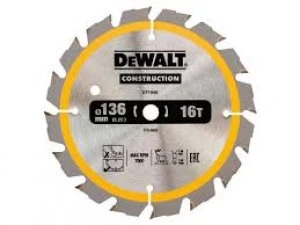 DEWALT Construction Circular Saw Blade 136mm 24T 10mm